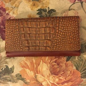 BRAHMIN Crocodile-Embossed CheckbookWallet.